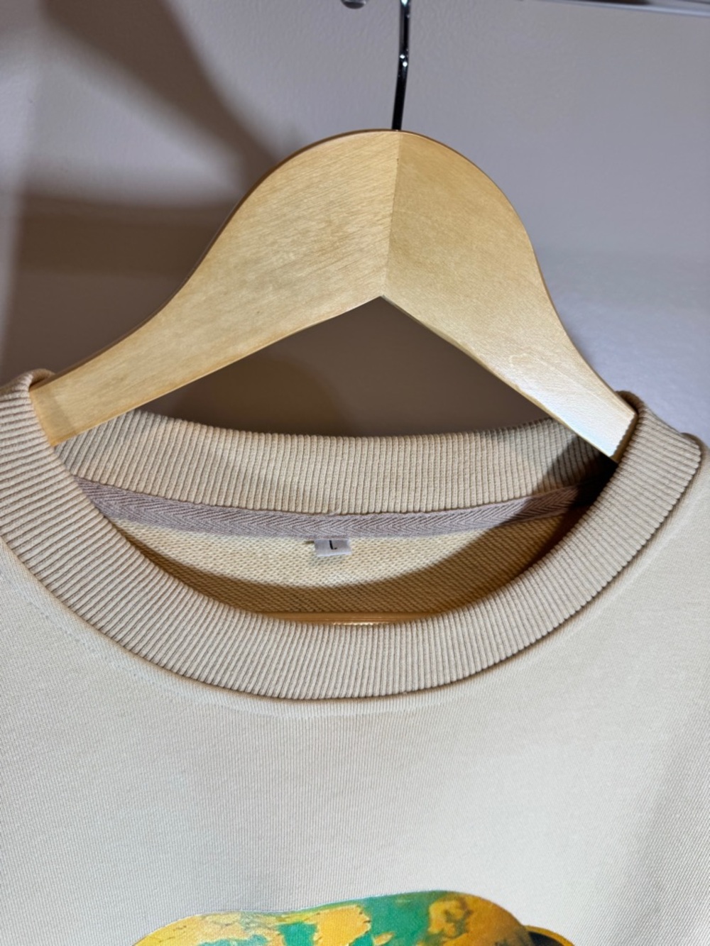 Beige Short Sleeve Graphic Tee with Green Liberty Print - Picture 6 of 8